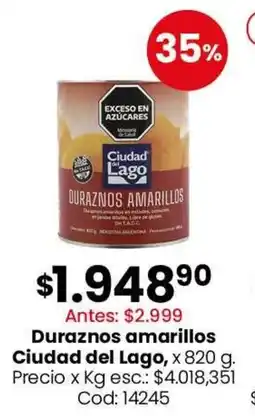 Coto Ciudad del lago duraznos amarillos oferta