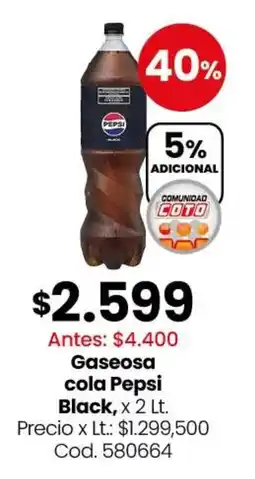 Coto Pepsi black cola gaseosa oferta
