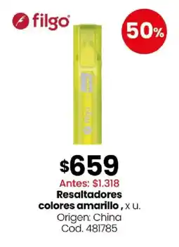 Coto Resaltadores colores amarillo oferta