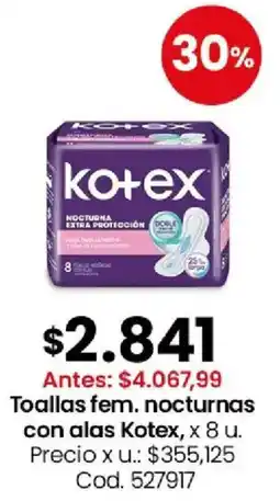 Coto Kotex toallas fem. nocturnas con alas oferta