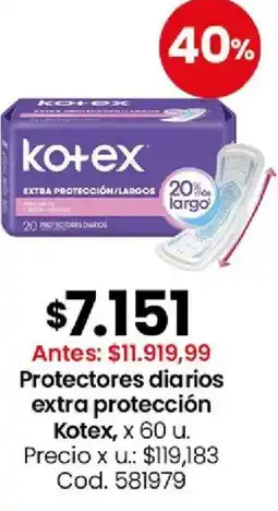 Coto Kotex protectores diarios extra protección oferta