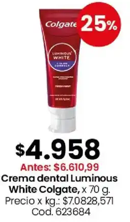 Coto Colgate crema dental luminous white oferta