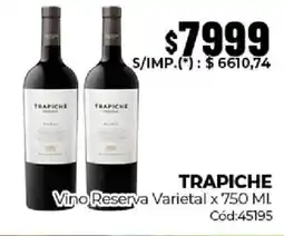 Diarco Trapiche vino reserva varietal oferta