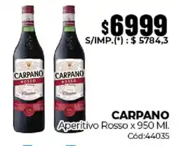 Diarco Carpano aperitivo rosso oferta
