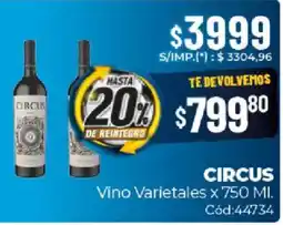 Diarco Circus vino varietales oferta