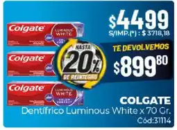 Diarco Colgate dentifrico luminous white oferta