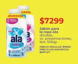 Supermercados Vea Ala jabón para la ropa diluíble, vs. presentaciones, bot. oferta