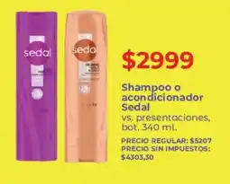 Supermercados Vea Sedal shampoo o acondicionador vs. presentaciones, bot. oferta