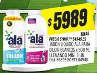 Ala jabon liquido para diluir blancos