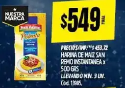 Supermercados Yaguar San remo harina de maiz instantanea oferta