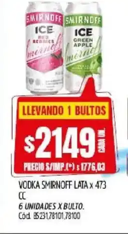 Supermercados Yaguar Smirnoff vodka lata oferta