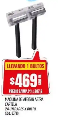 Supermercados Yaguar Astra maquina de afeitar cartela oferta