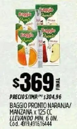 Supermercados Yaguar Baggio pronto naranja/ manzana oferta