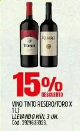 Supermercados Yaguar Resero/toro vino tinto oferta