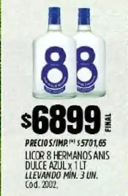 Supermercados Yaguar 8 hermanos licor anis dulce azul oferta