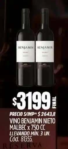 Supermercados Yaguar Benjamin vino nieto malbec oferta