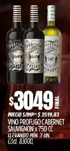 Supermercados Yaguar Profugo vino cabernet sauvignon oferta