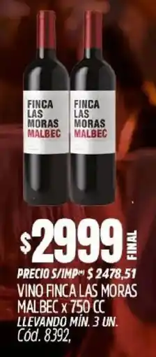 Supermercados Yaguar Finca las moras vino malbec oferta