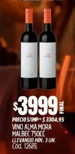 Supermercados Yaguar Alma mora vino malbec oferta