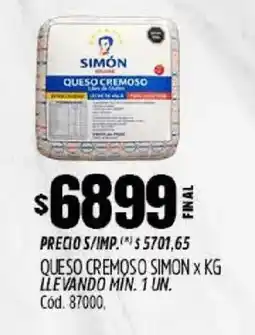 Supermercados Yaguar Simon queso cremoso oferta