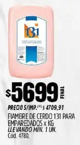 Supermercados Yaguar 131 fiambre de cerdo para emparedados oferta