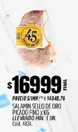 Supermercados Yaguar Sello de oro salamin picado fino oferta