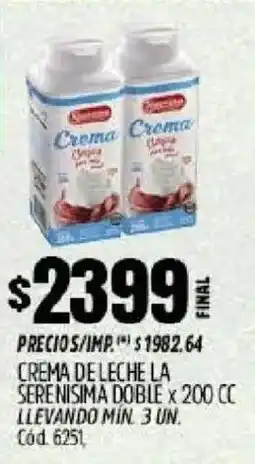 Supermercados Yaguar La serenisima crema de leche doble oferta
