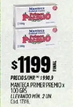 Supermercados Yaguar Primer premio manteca oferta