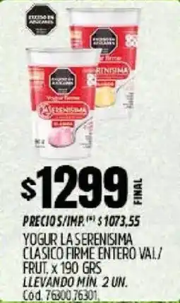 Supermercados Yaguar La serenisima yogur clasico firme entero val/ frut oferta