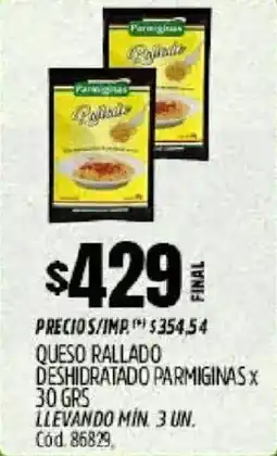 Supermercados Yaguar Parmiginas queso rallado deshidratado oferta