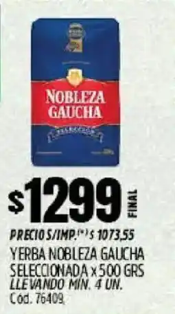 Supermercados Yaguar Nobleza gaucha yerba seleccionada oferta