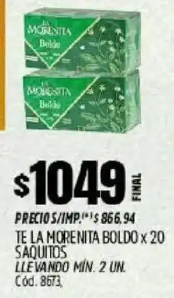 Supermercados Yaguar La morenita té boldo oferta