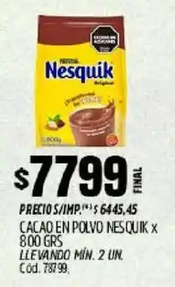 Supermercados Yaguar Nestlé nesquik cacao en polvo oferta