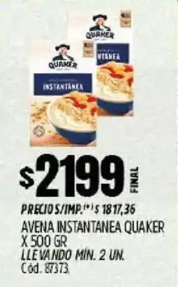 Supermercados Yaguar Quaker avena instantanea oferta