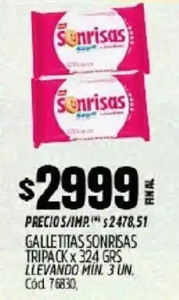 Supermercados Yaguar Sonrisas galletitas tripack oferta