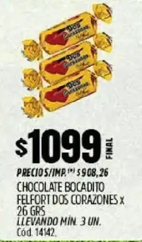 Supermercados Yaguar Chocolate bocadito felfort dos corazones oferta