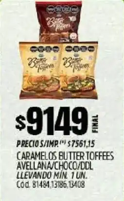 Supermercados Yaguar Butter toffees caramelos avellana/choco/ddl oferta