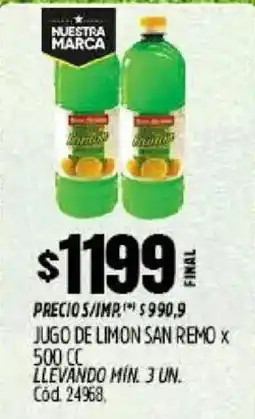 Supermercados Yaguar San remo jugo de limon oferta