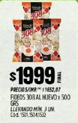 Supermercados Yaguar 308 fideos al huevo oferta