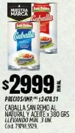 Supermercados Yaguar San remo caballa al natural y aceite oferta