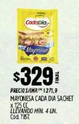 Supermercados Yaguar Dia mayonesa cada sachet oferta