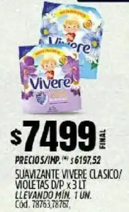 Supermercados Yaguar Vivere suavizante clasico/ violetas d/p oferta