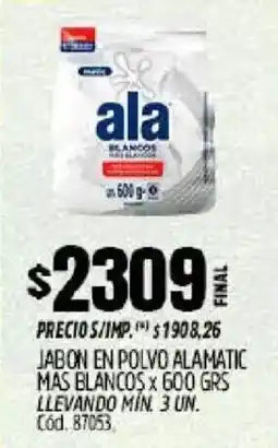 Supermercados Yaguar Ala jabon en polvo matic mas blancos oferta