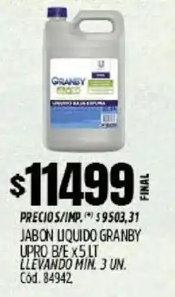 Supermercados Yaguar Granby jabon liquido upro b/e oferta