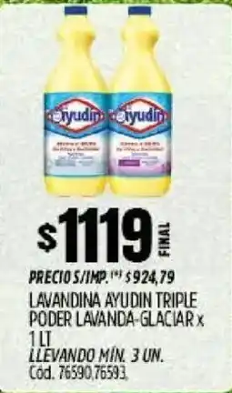 Supermercados Yaguar Ayudín lavandina triple poder lavanda-glaciar oferta