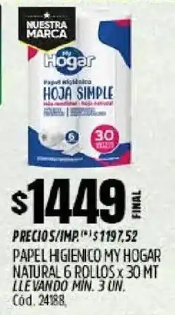 Supermercados Yaguar My hogar papel higienico natural oferta