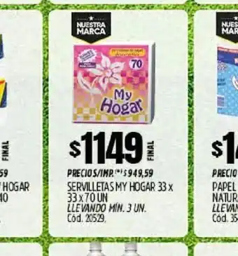Supermercados Yaguar My hogar servilletas oferta