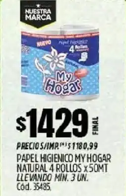 Supermercados Yaguar My hogar papel higienico natural oferta