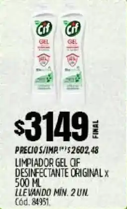 Supermercados Yaguar Cif limpiador gel desinfectante original oferta