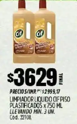 Supermercados Yaguar Cif limpiador liquido cifpiso plastificados x oferta